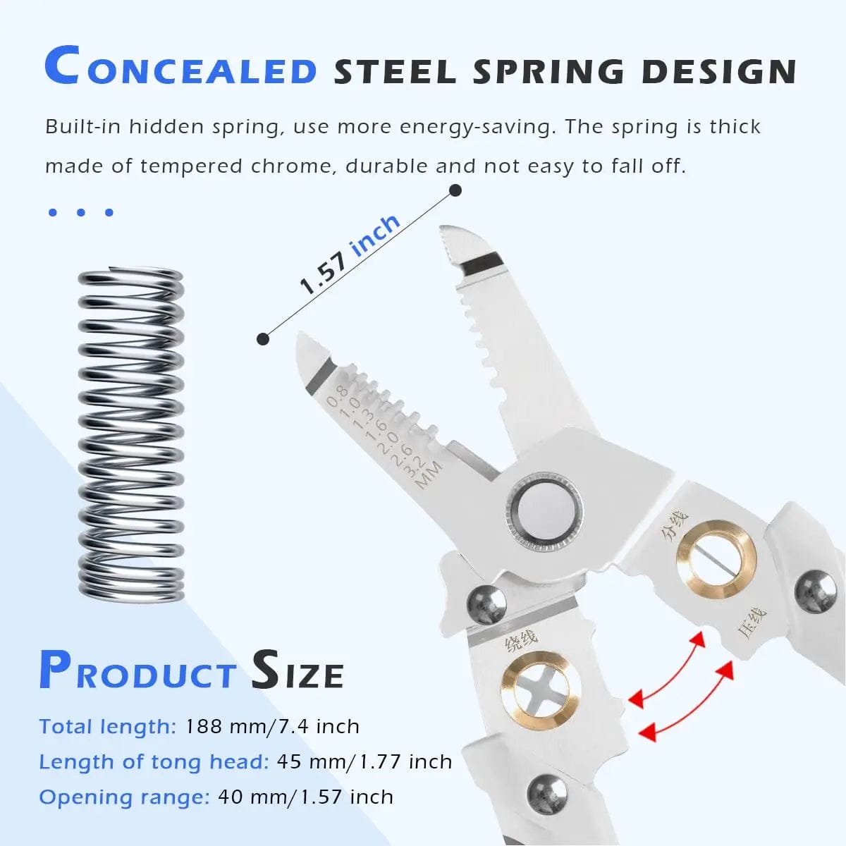 WooLeapStore Silver 6 In 1 Wire Stripper Special Wire Pliers Tool Electric Cable Stripping Cutting Cable Stripper and Crimping Peeler Hand Tools
