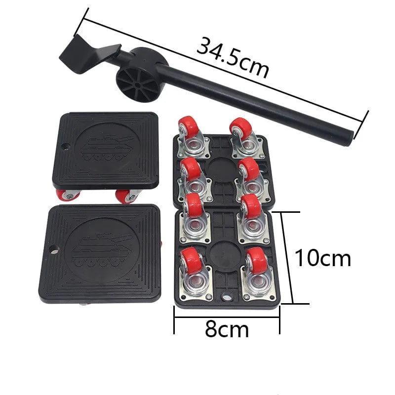 WooLeapStore black 5Pcs set Heavy Duty Furniture Lifter 400KG Furniture Moving Transport Roller Set Lifter Roller Wheel